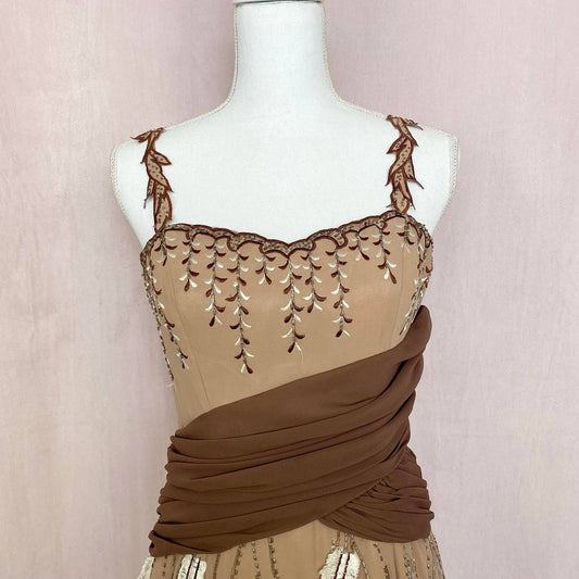 Vintage Le Monde Fashions Beaded Grunge Fairy Gown, Size 8