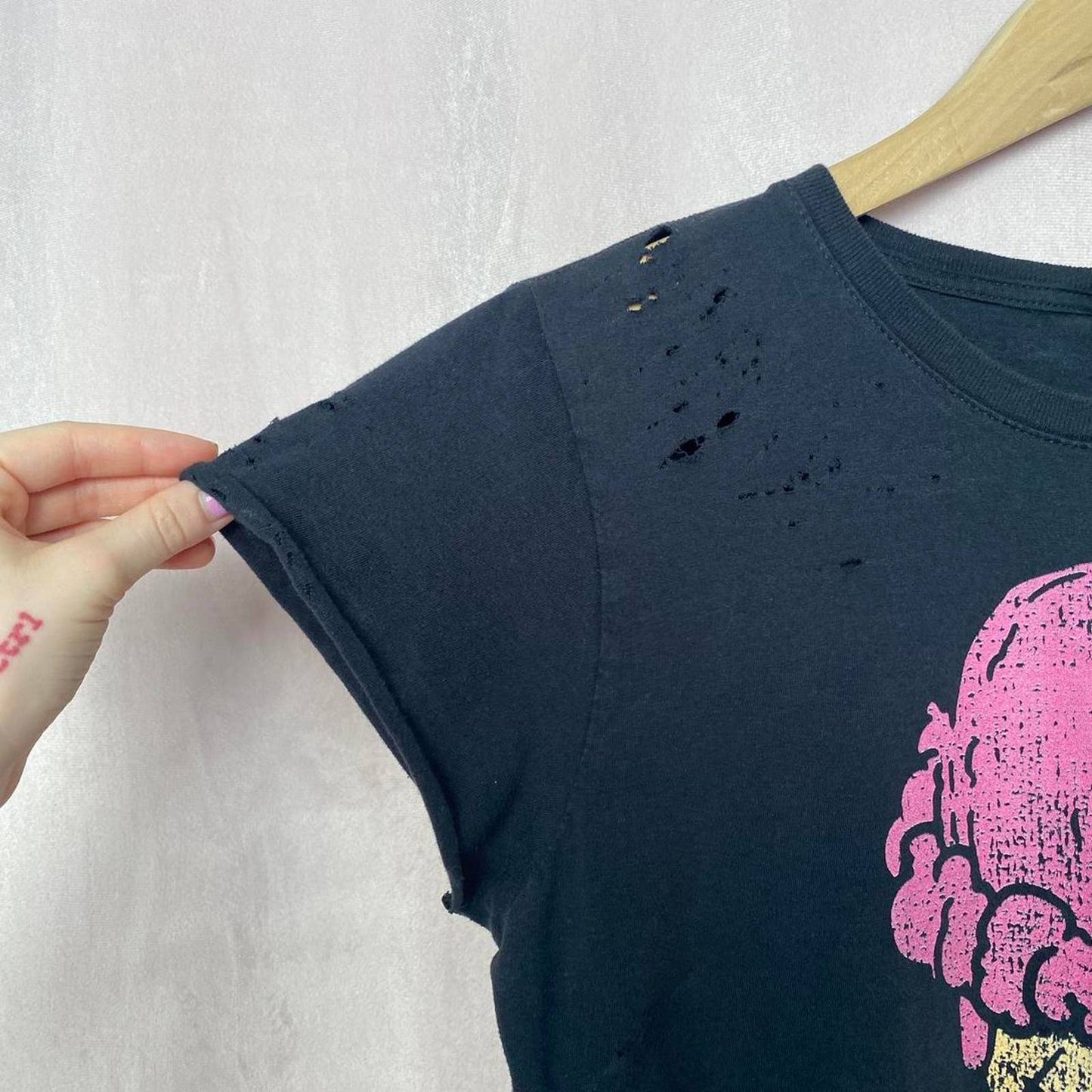 Reworked Distressed Ice Cream Tee, Size Small