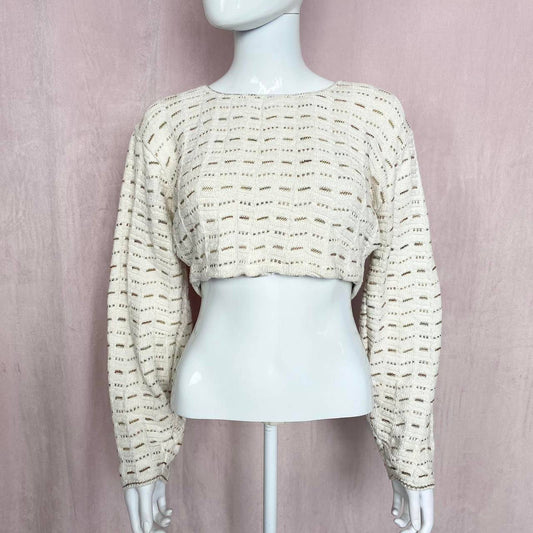 Reworked Vintage Reba Rose Crop Sweater, Size Medium