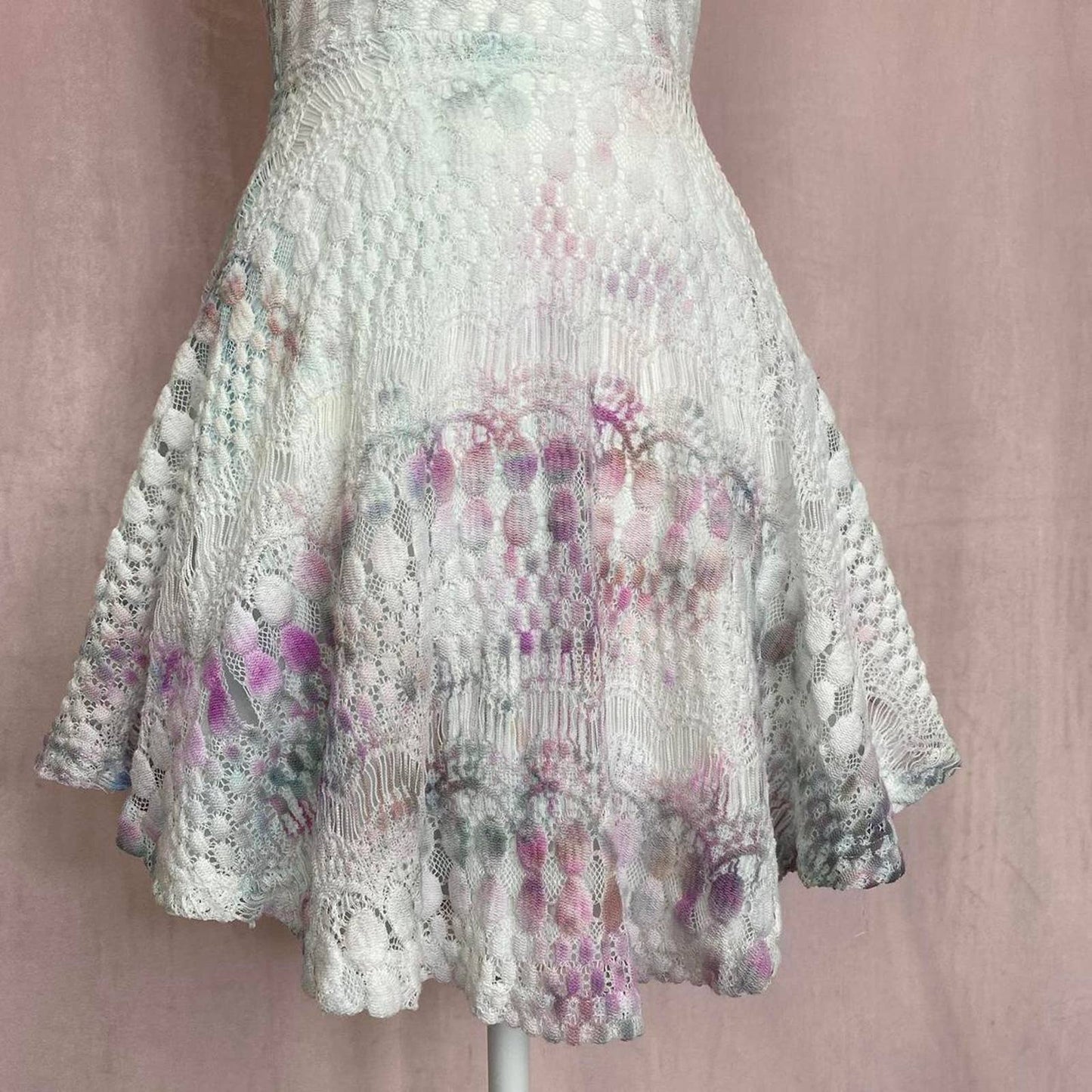 Upcycled Love Culture Tie Dye Mini Lace Dress, Size XS