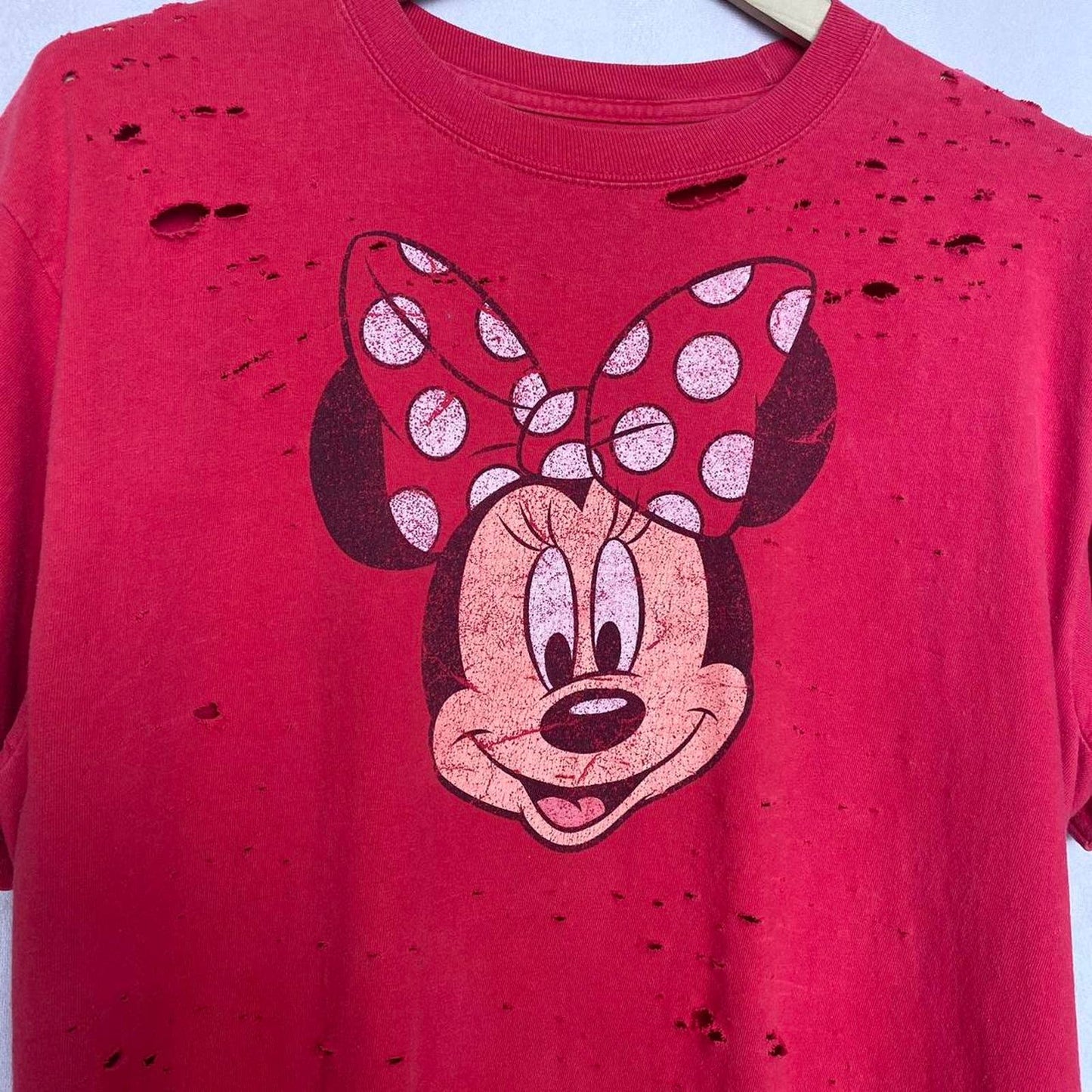 Reworked Disney Minnie Mouse Distressed Double Sided Tee, Size Medium