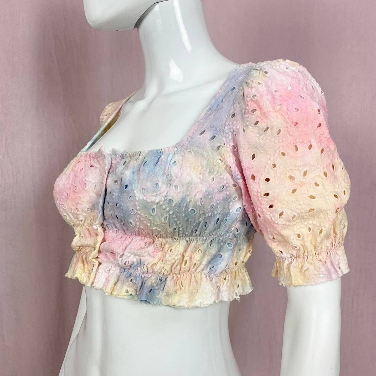Secondhand Urban Outfitters Watercolor Babydoll Crop Top, Size XS