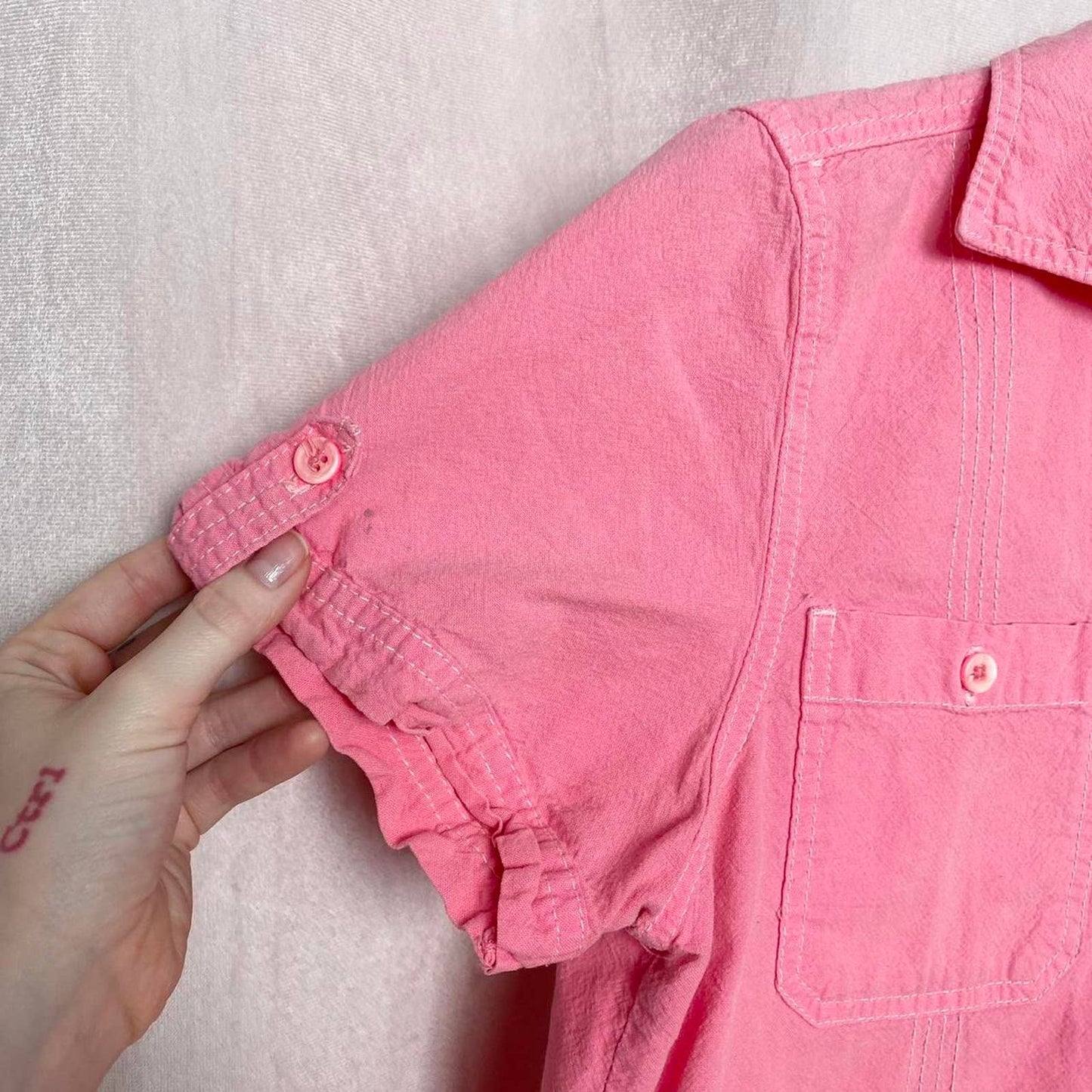 Vintage Pappagallo Pink Denim Button Up Shirt, Size Small