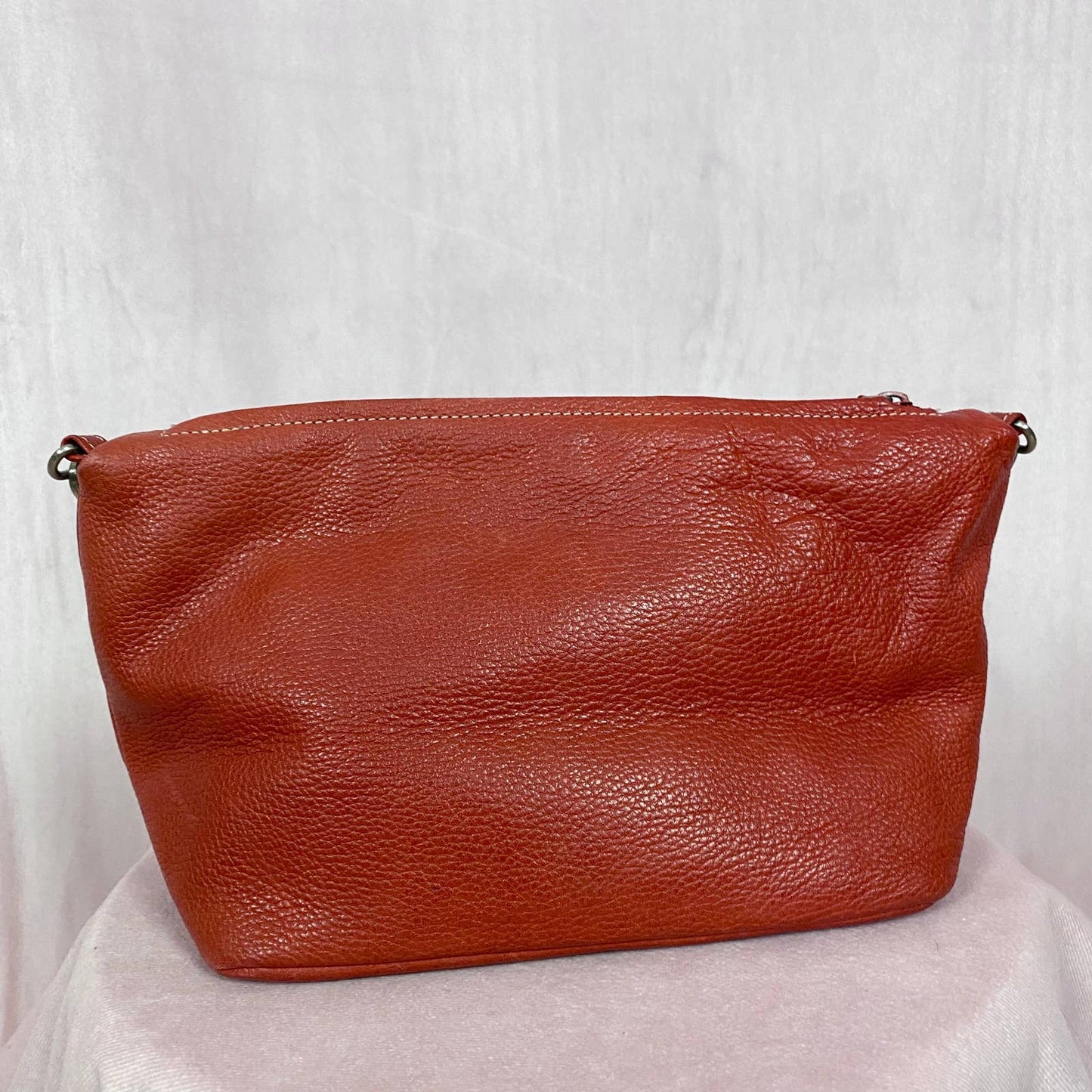 Vintage Tignanello Red-Orange Leather Shoulder Bag