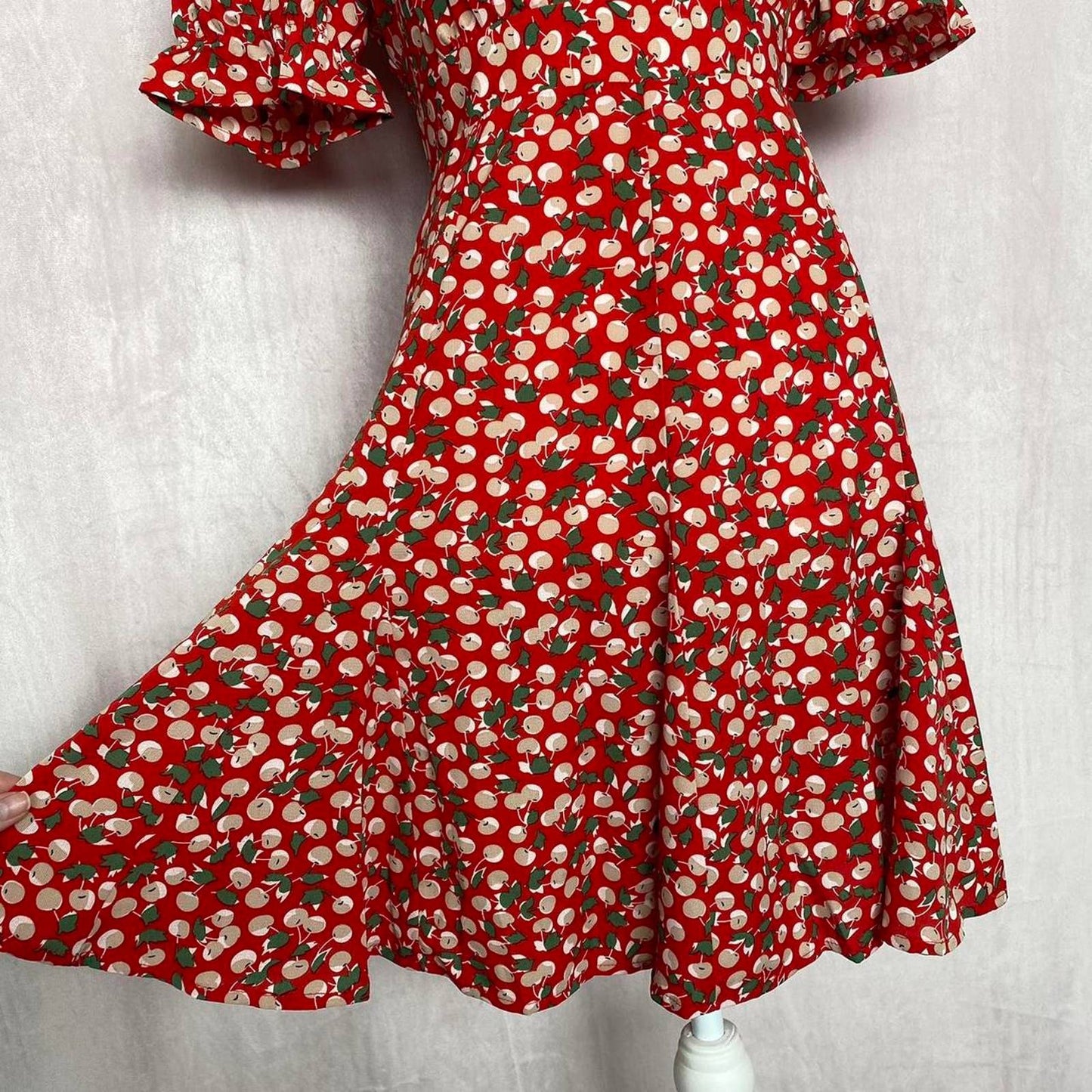 Secondhand Allegra K Red Cherry Print Mini Dress, Size Small