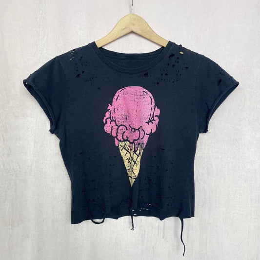 Reworked Distressed Ice Cream Tee, Size Small