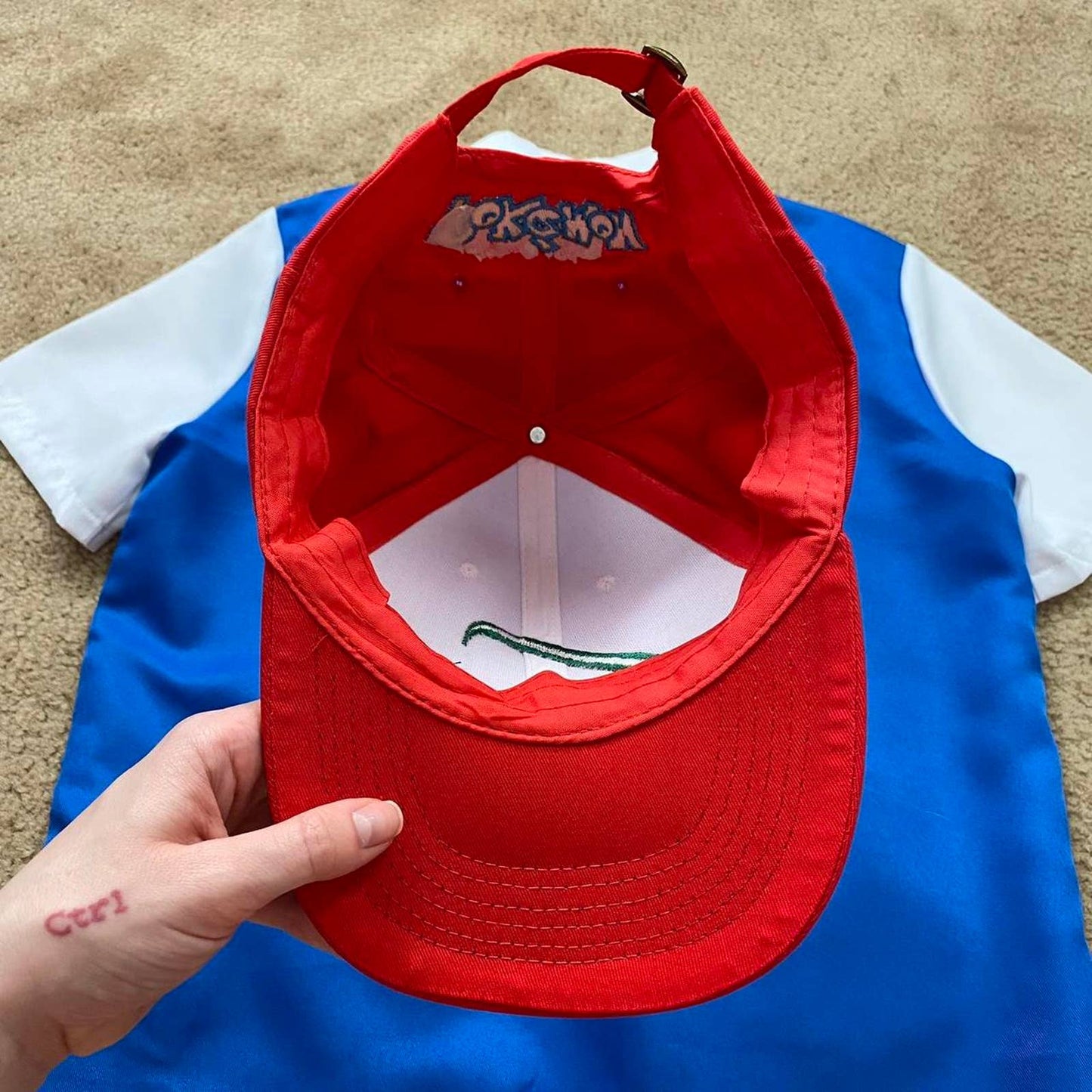 Secondhand Ash Ketchum Pokémon Costume Shirt & Cap, Size Medium