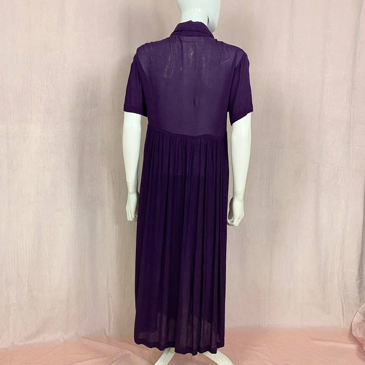 Vintage Erika Taylor Purple Mesh Button Down Maxi Dress, Size Small