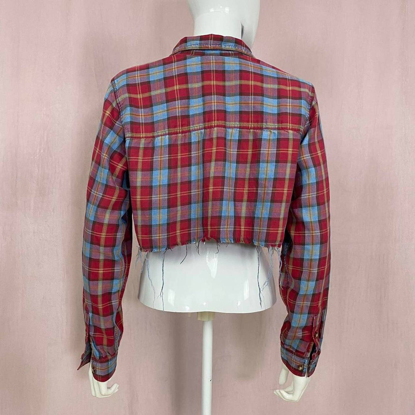 Reworked Vintage Liz Claiborne Plaid Crop Button Up, Size Medium