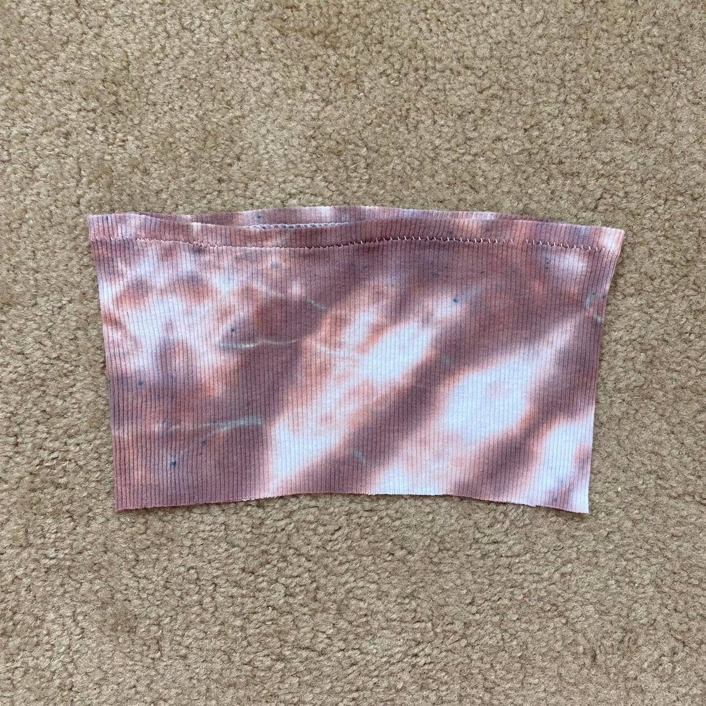 Scrap Fabric Rhinestone Tie Dye Crop Tube Top, Size Small