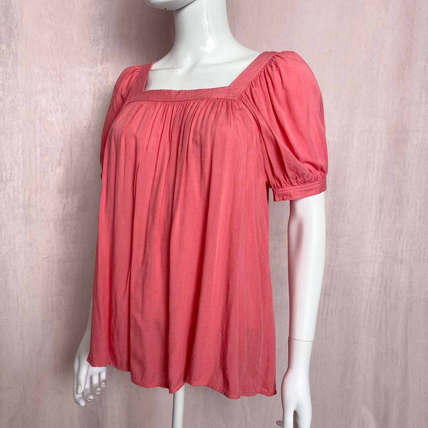 Secondhand Kori America Peach Puff Sleeve Flowy Top, Size Small