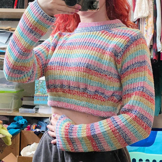 Reworked Philosophy Stripe Knit Crop Sweater, Size Small