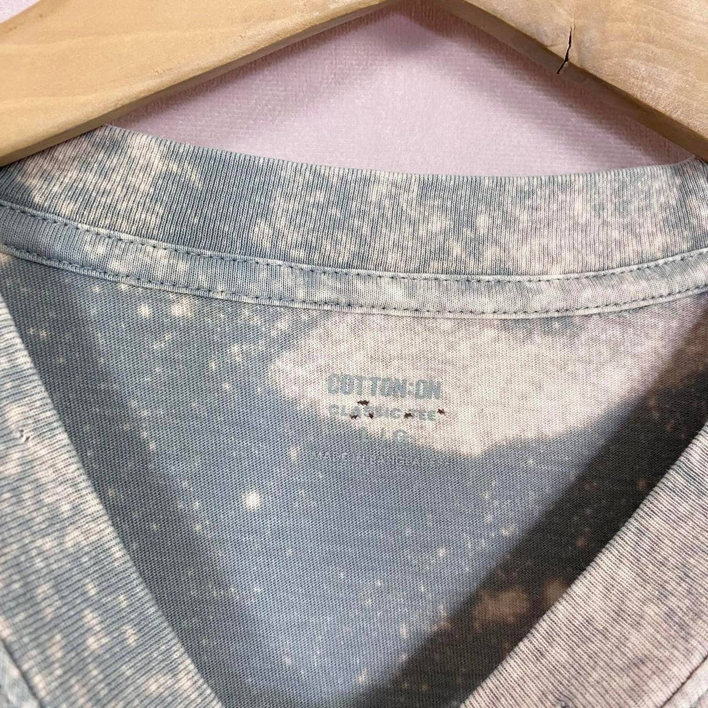 Upcycled Cotton On Distressed Bleached American Graphic Tee, Size Large
