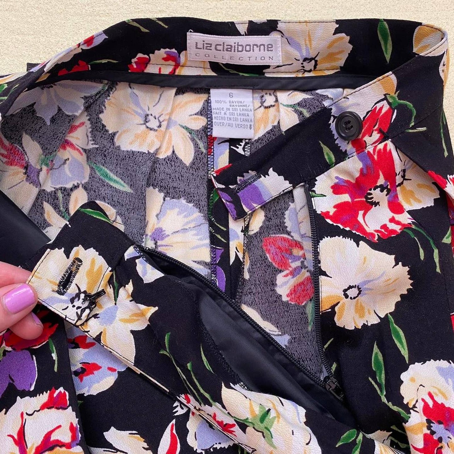 Vintage Liz Claiborne Floral Culotte Pants, Size 6