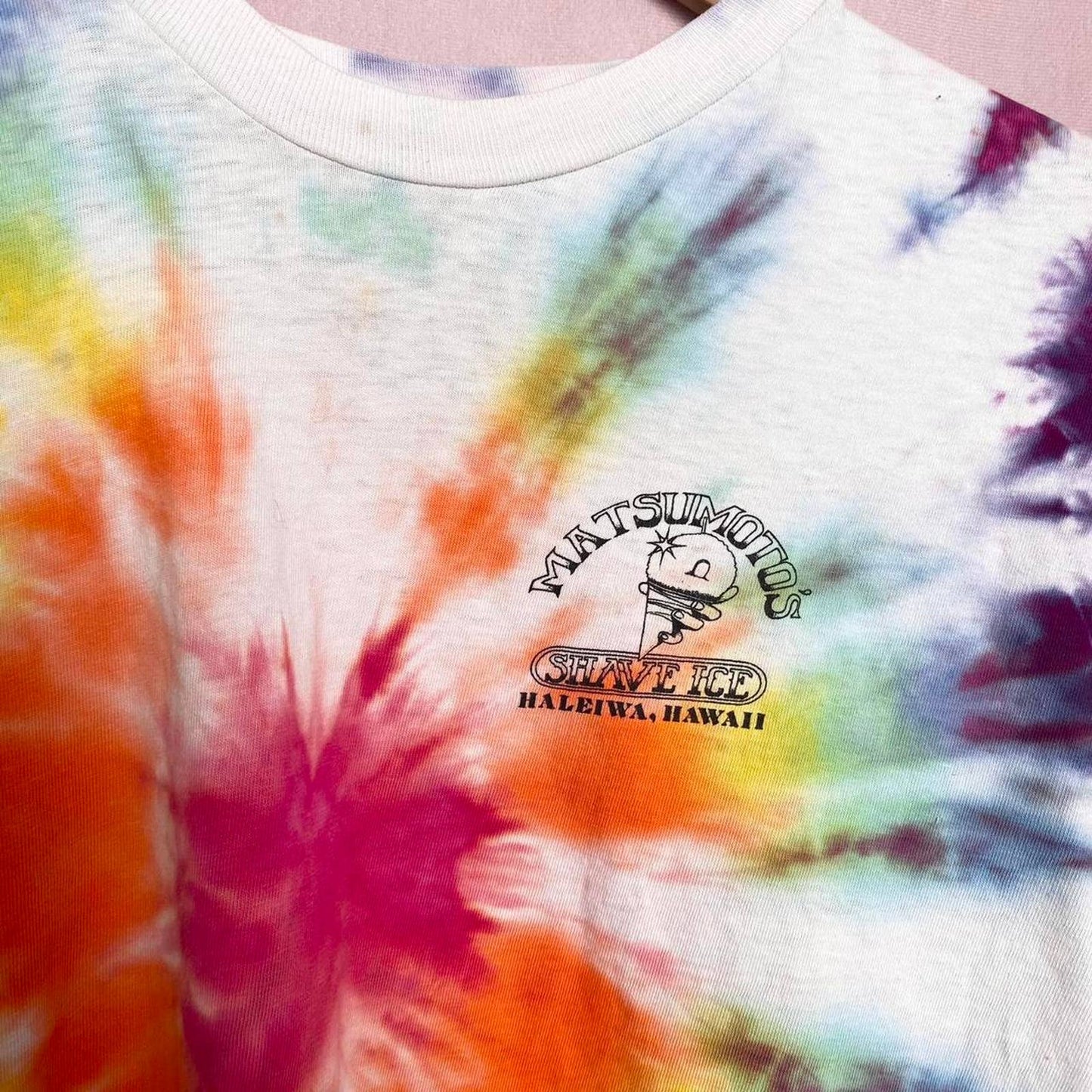 Vintage Matsumoto’s Shave Ice Hawaii Tie Dye Crop Tee, Size Large