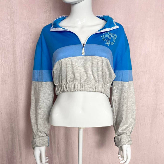 Reworked Minnesota Twins 1/4 Zip Crop Long Sleeve, Size Medium