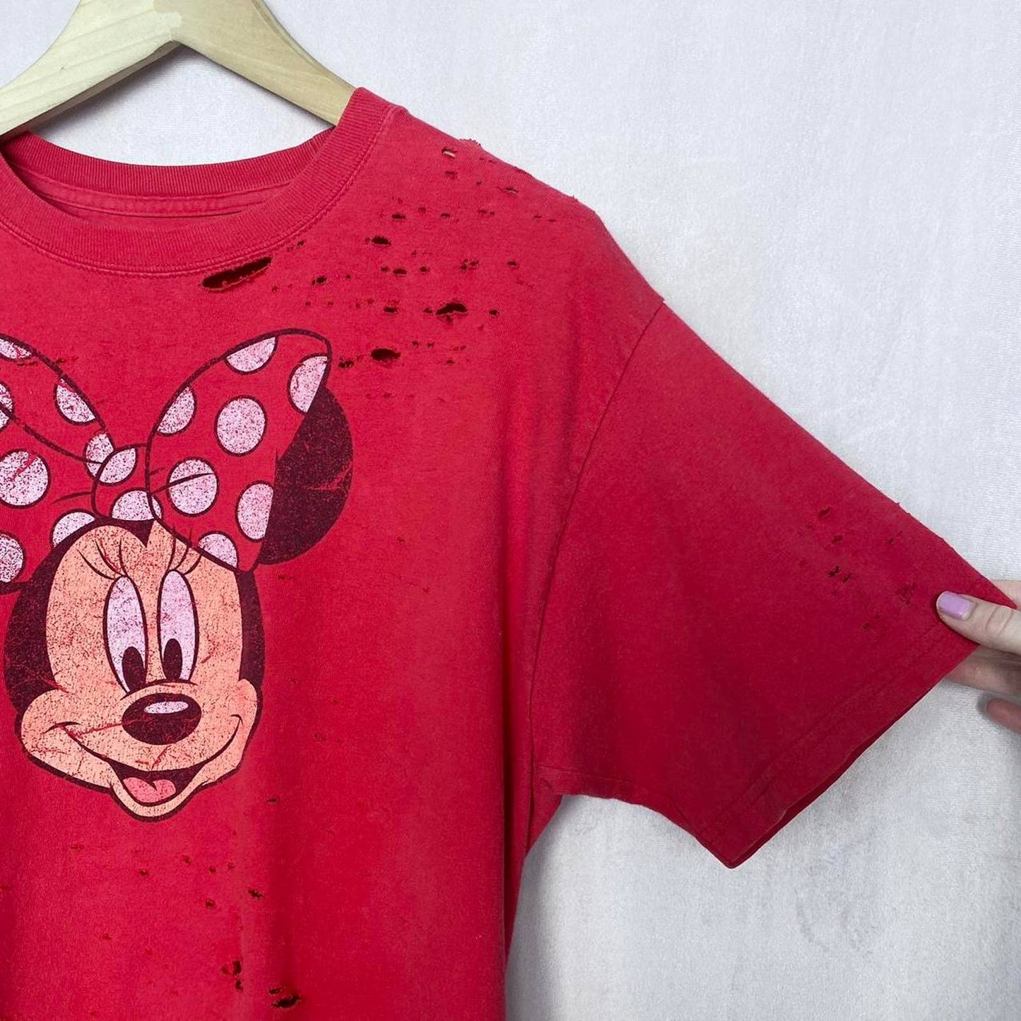 Reworked Disney Minnie Mouse Distressed Double Sided Tee, Size Medium