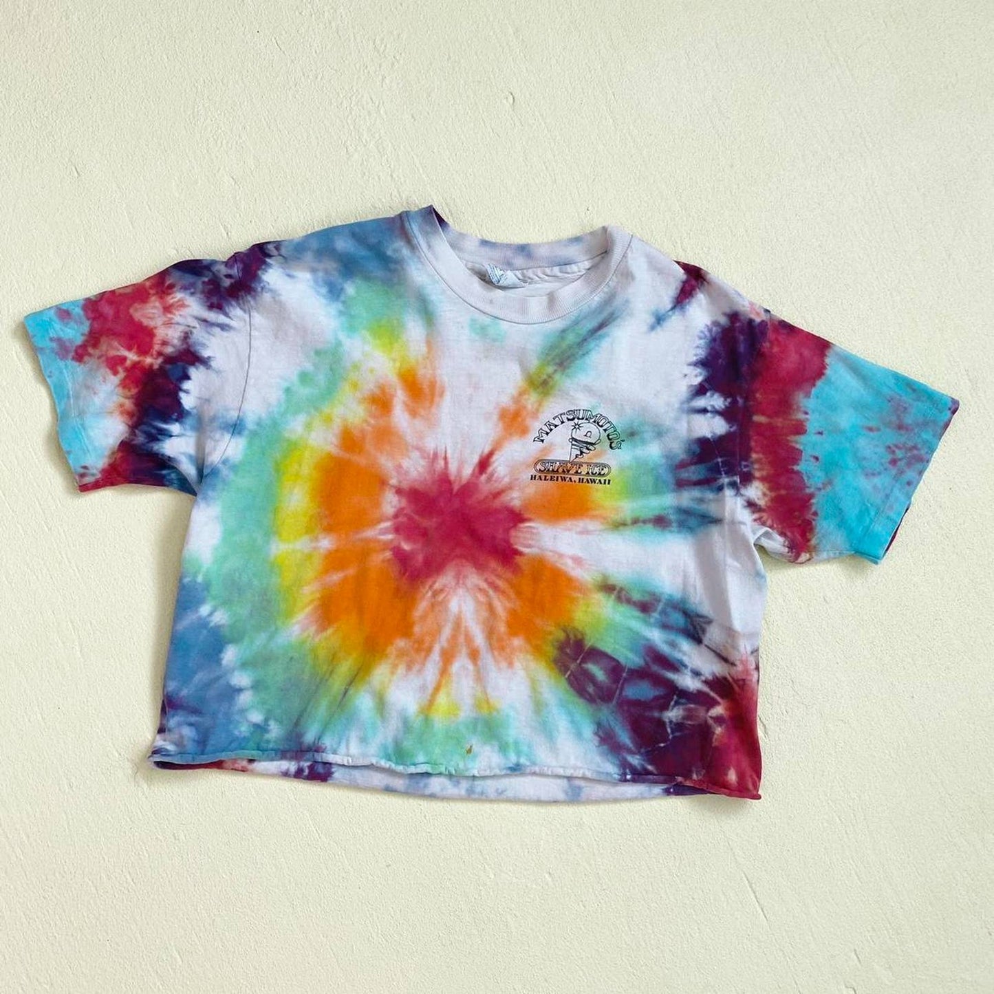 Vintage Matsumoto’s Shave Ice Hawaii Tie Dye Crop Tee, Size Large