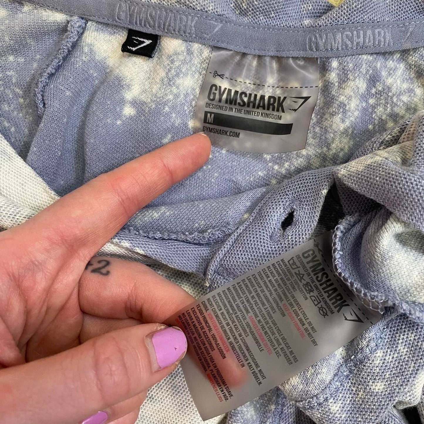 Upcycled Gymshark Acid Wash Crop Long Sleeve, Size Medium