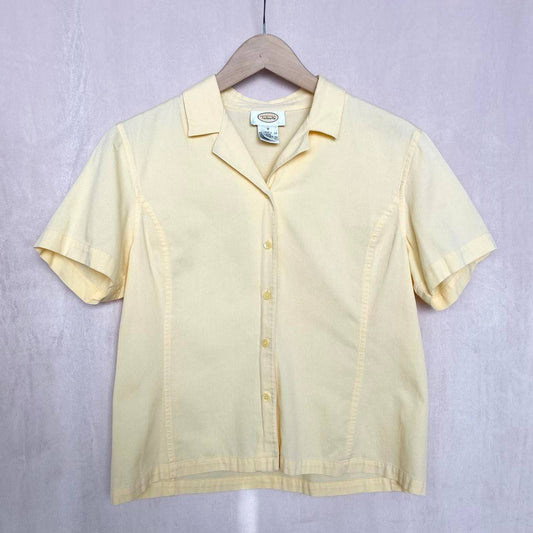 Vintage Talbots Yellow Short Sleeve Button Up Shirt, Size Medium