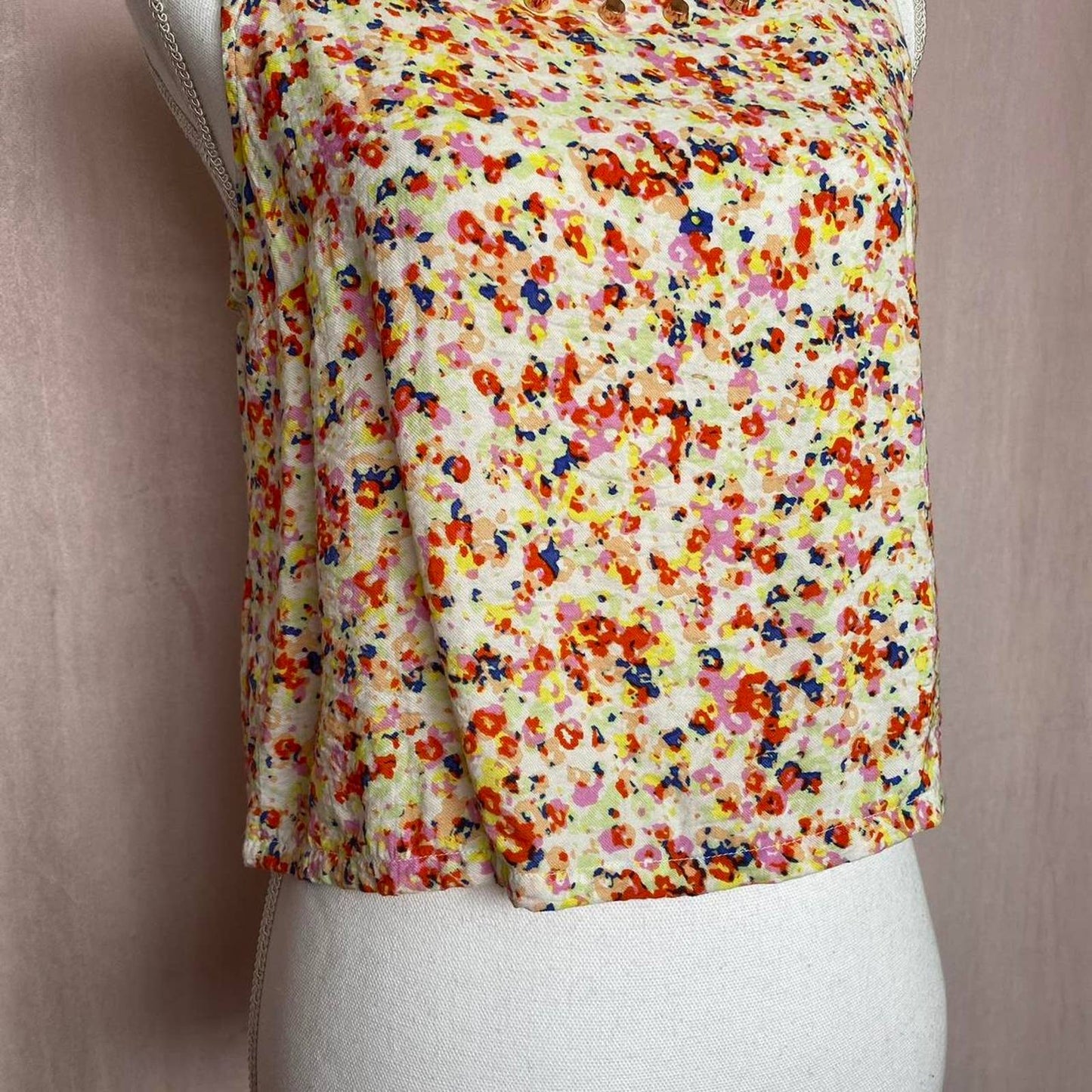 Secondhand BCBGeneration Floral Cut Out Back Crop Tank Top, Size Small