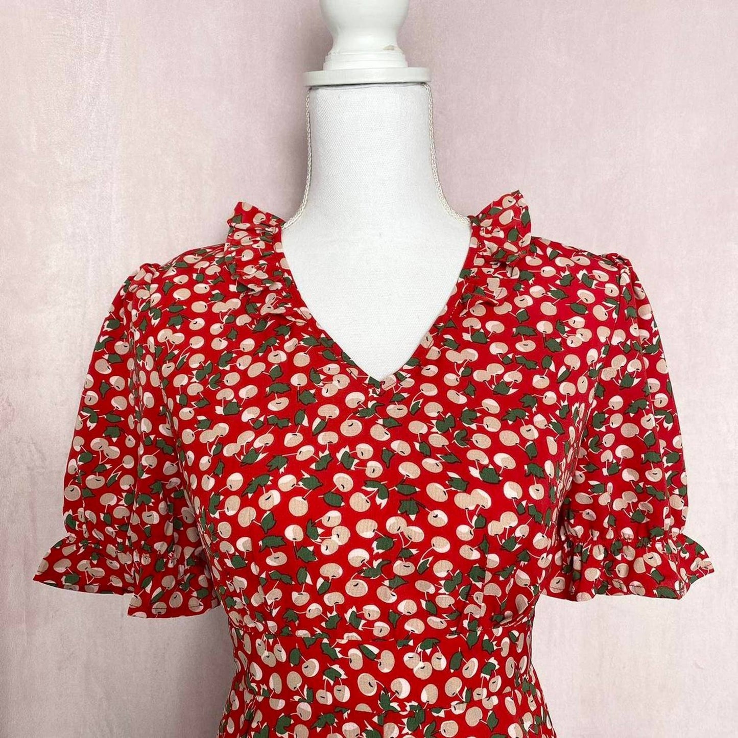 Secondhand Allegra K Red Cherry Print Mini Dress, Size Small