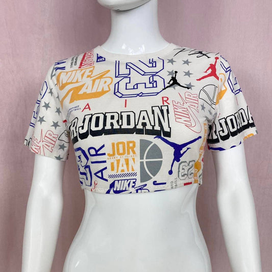 Upcycled Nike Jordan Crop Tee & Scrunchie Set, Size Small