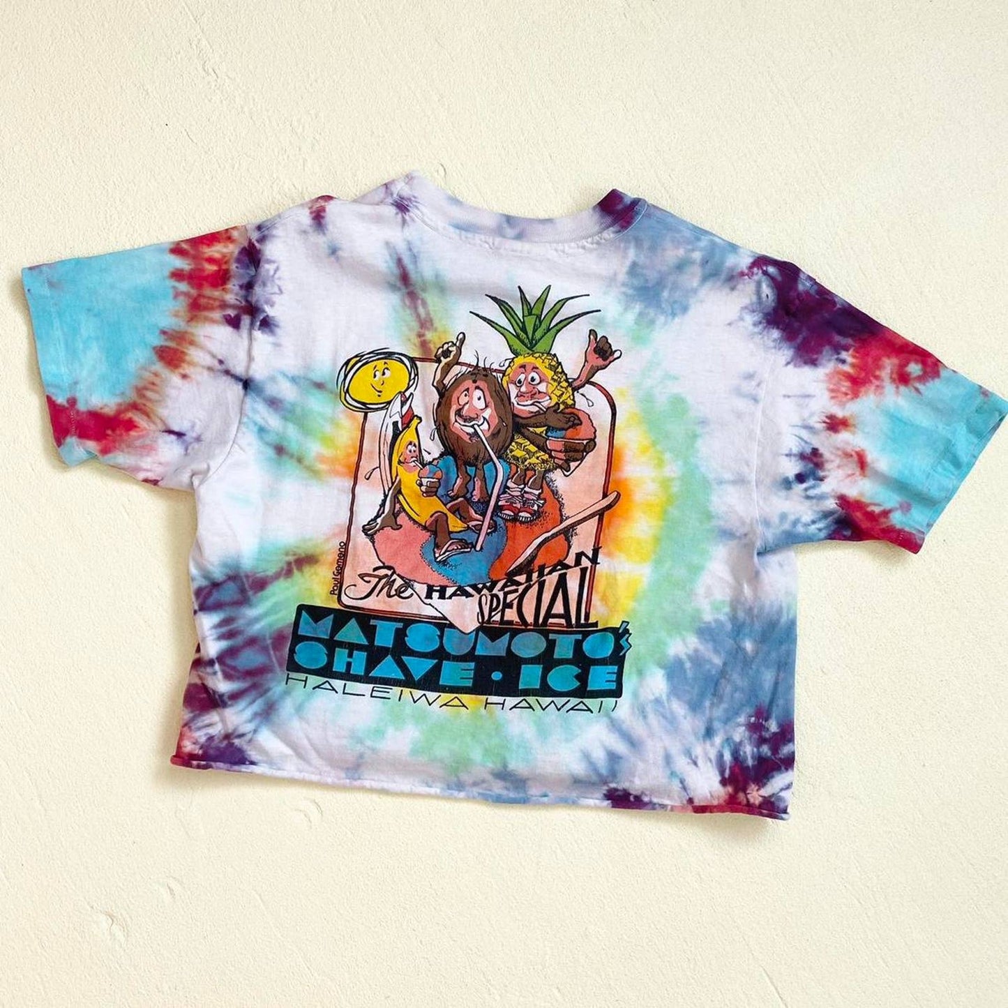 Vintage Matsumoto’s Shave Ice Hawaii Tie Dye Crop Tee, Size Large