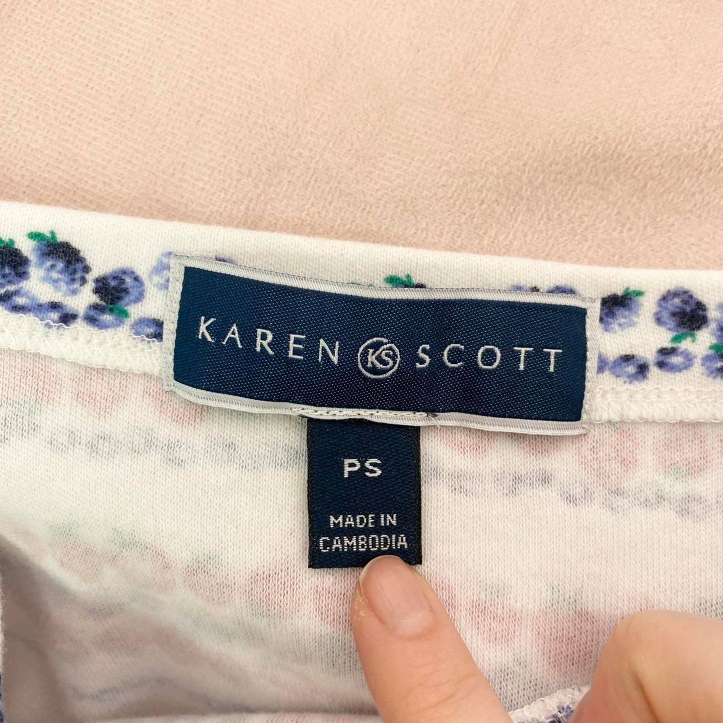 Reworked Karen Scott Berry Print Crop Top, Petite Small