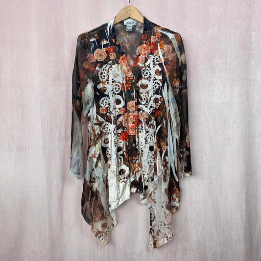 Vintage Ania A Floral Mesh Cardigan, Size Small