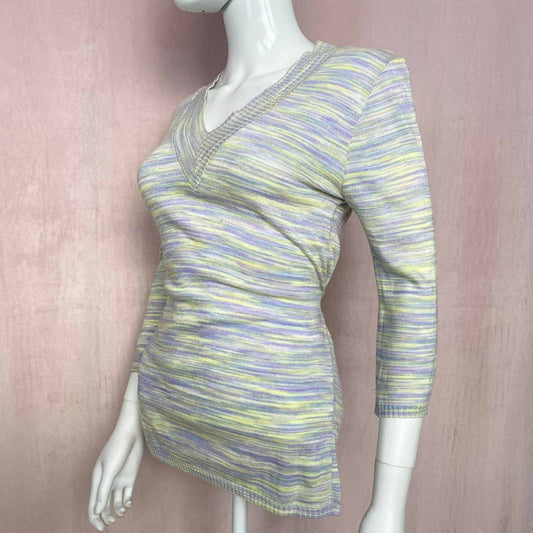 Vintage Knit Avenue 3/4 Sleeve V-Neck Sweater, Size Large