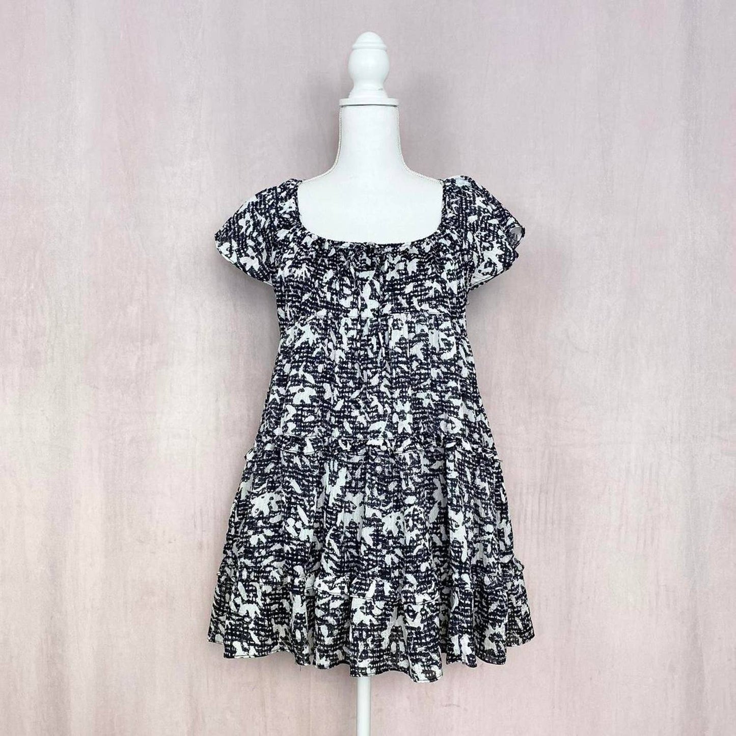 Secondhand Urban Outfitters Floral Tiered Babydoll Mini Dress, Size Small