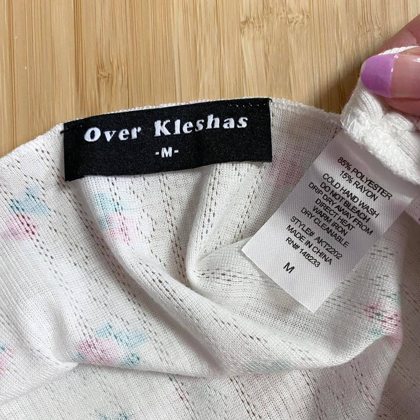 Secondhand Over Kleshas Floral Crop Short Sleeve Blouse, Size Medium