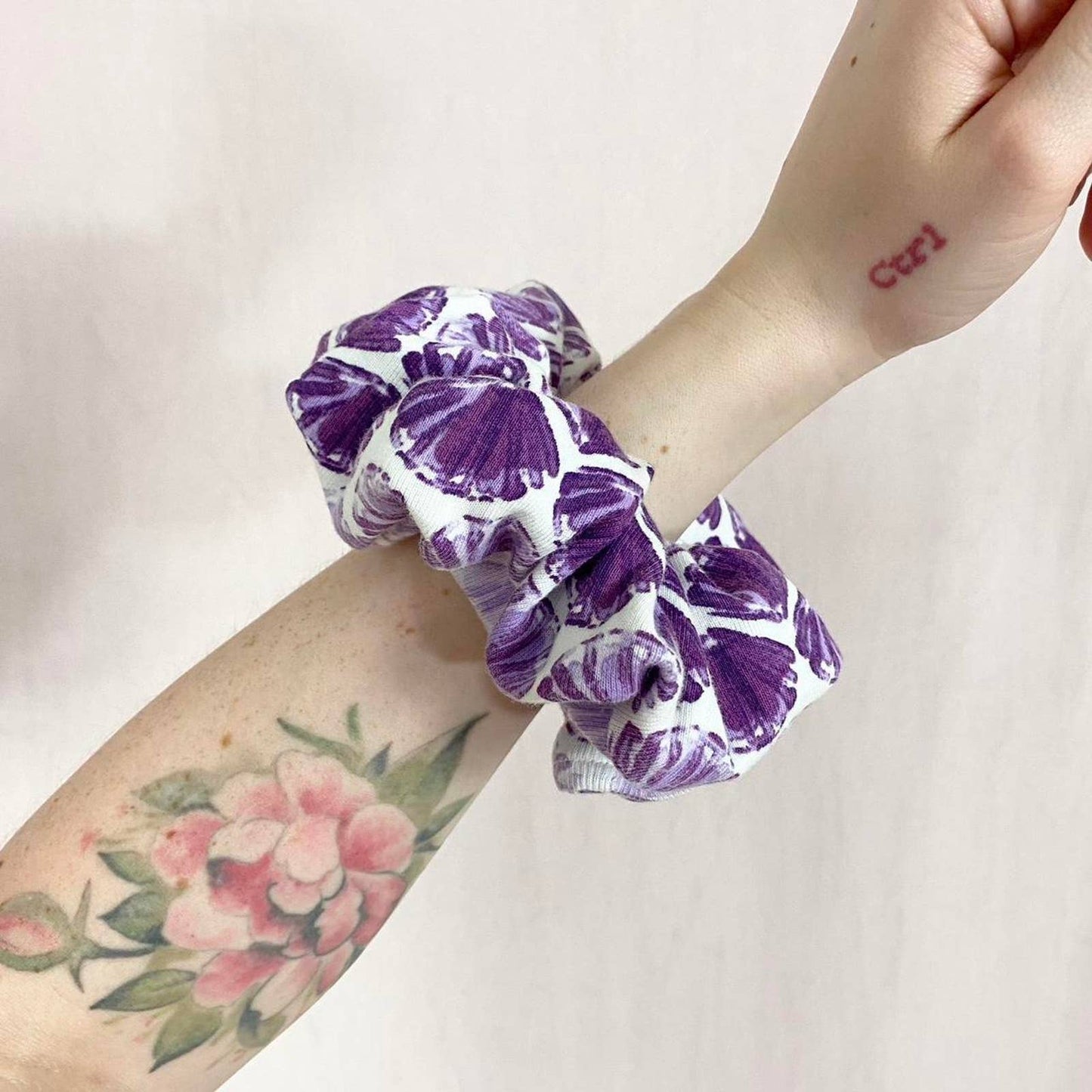 Scrap Fabric Seashell Jumbo Scrunchie