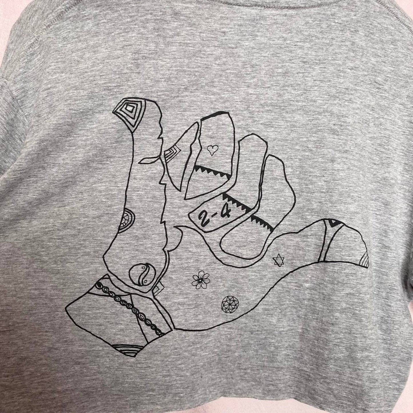Reworked 24 Hang Loose Gray Crop Tee, Size XL
