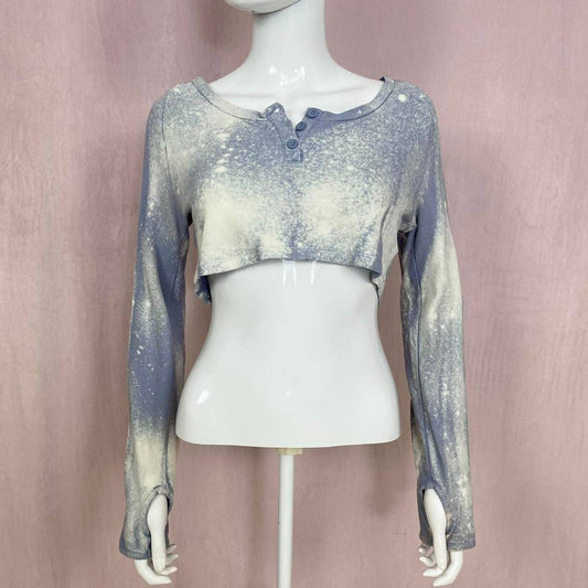 Upcycled Gymshark Acid Wash Crop Long Sleeve, Size Medium