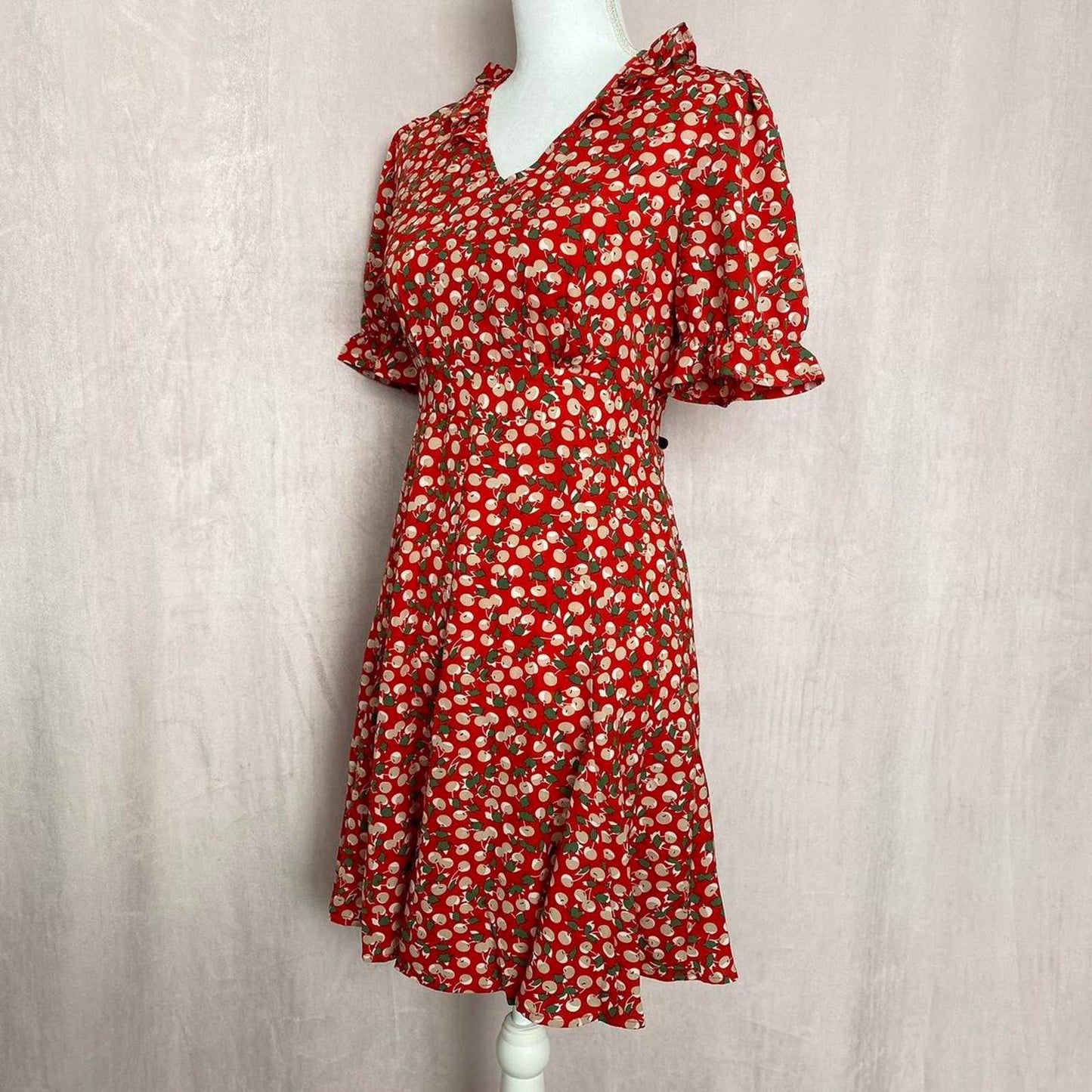 Secondhand Allegra K Red Cherry Print Mini Dress, Size Small
