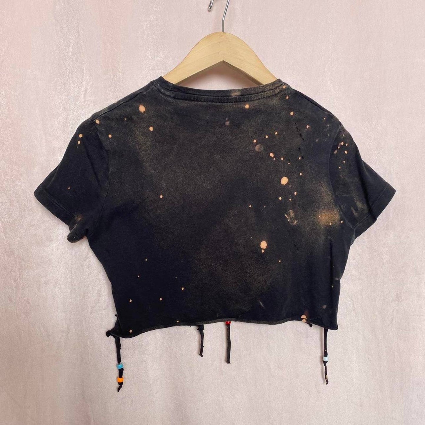 Upcycled Reebok Acid Wash Distressed Crop Baby Tee, Size Small