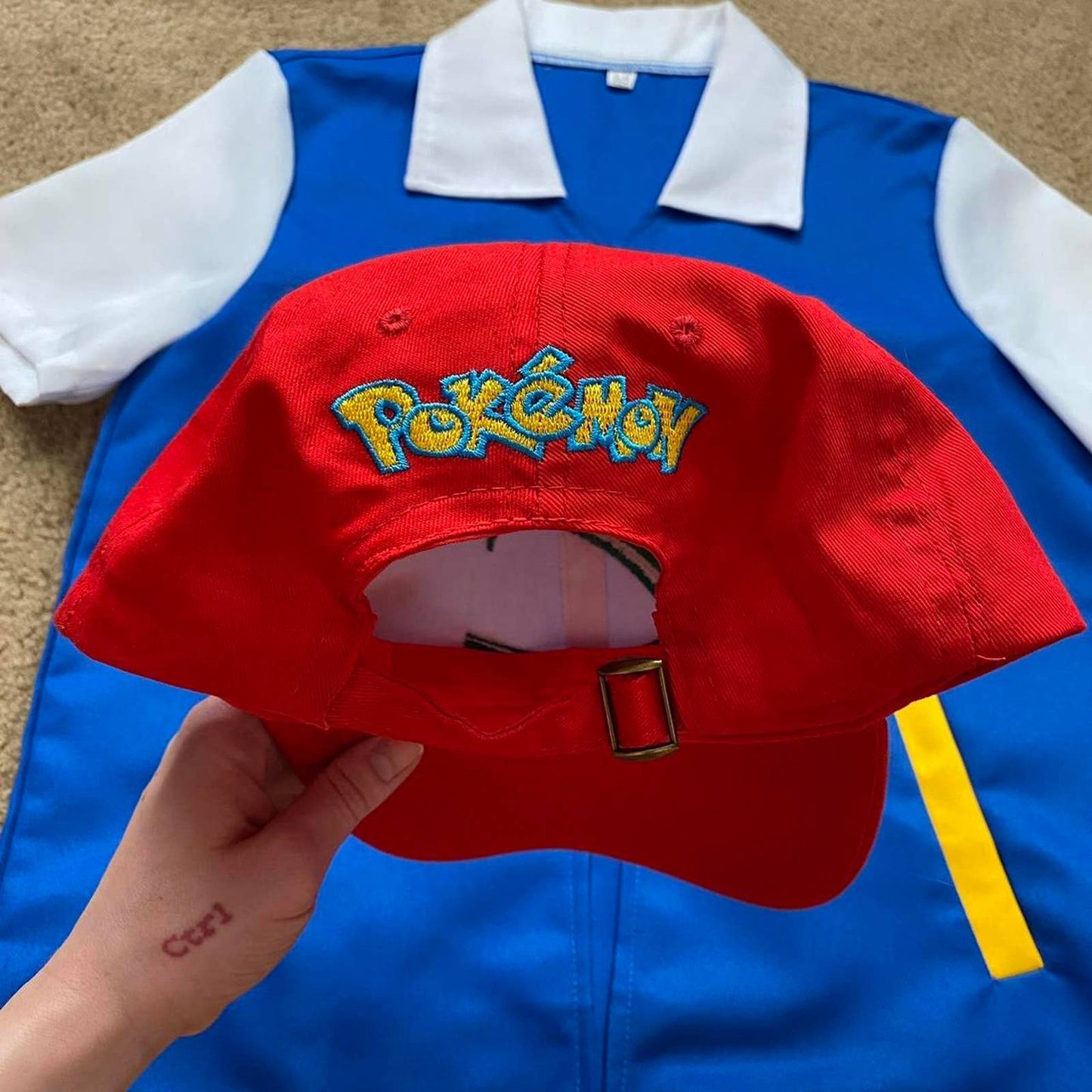 Secondhand Ash Ketchum Pokémon Costume Shirt & Cap, Size Medium