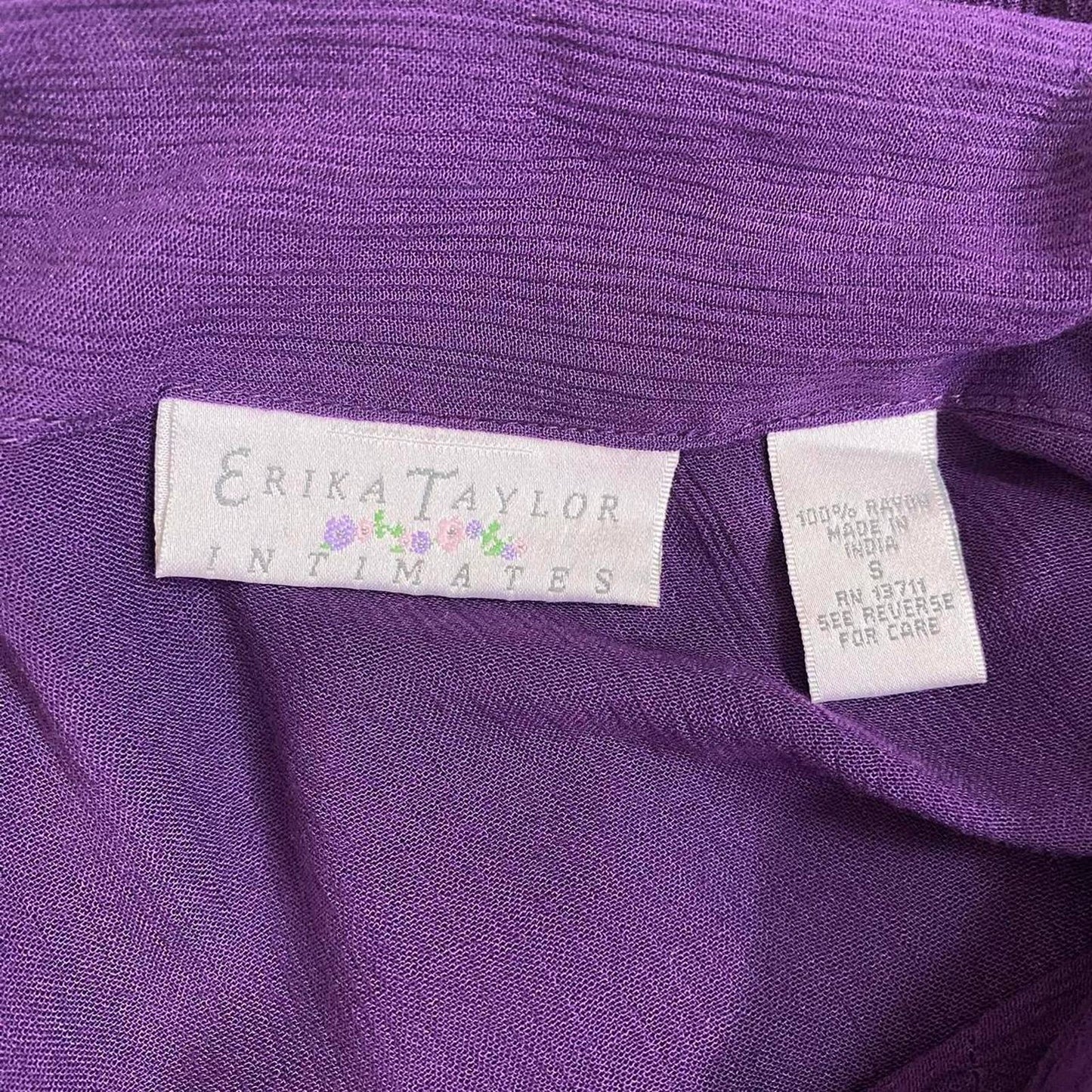 Vintage Erika Taylor Purple Mesh Button Down Maxi Dress, Size Small
