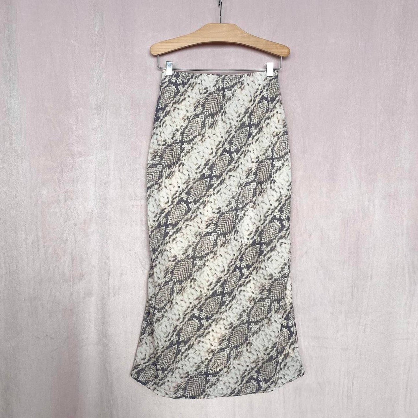 Secondhand Japna Snake Print High Rise Midi Skirt, XS