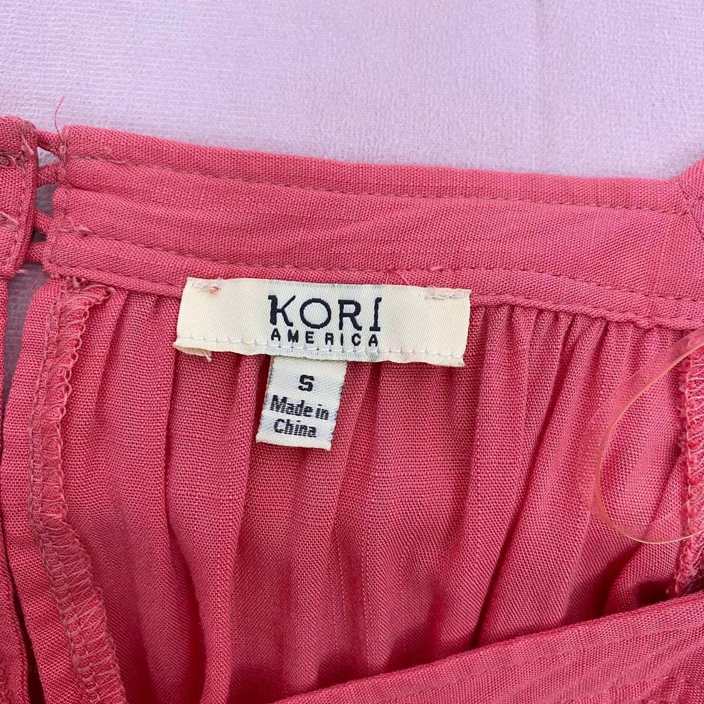 Secondhand Kori America Peach Puff Sleeve Flowy Top, Size Small