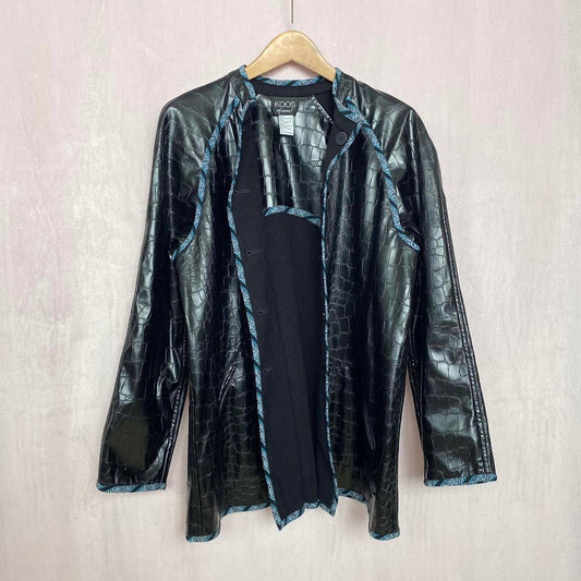Vintage KOOS Of Course Reversible Vinyl Croc Leather Jacket, Size Large