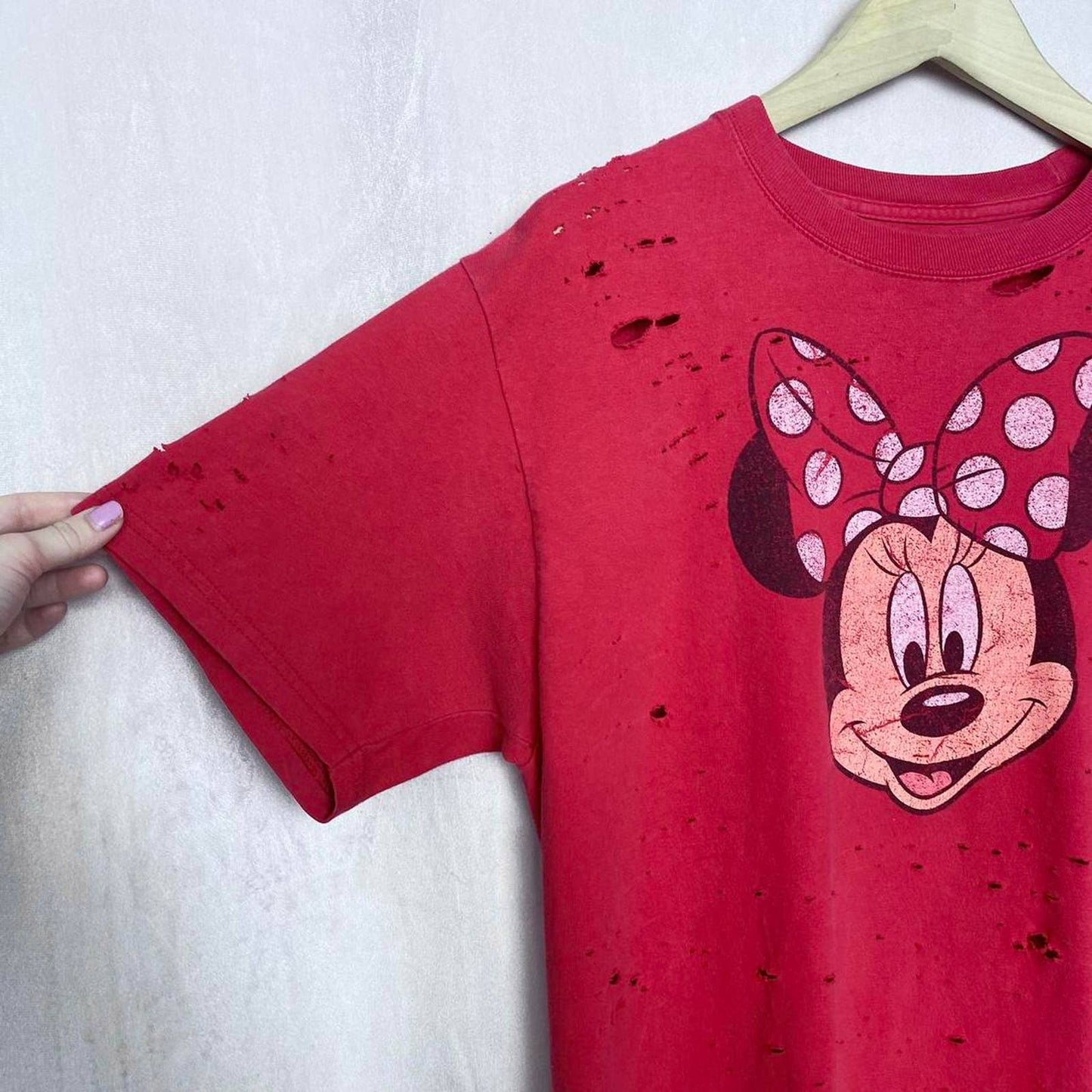 Reworked Disney Minnie Mouse Distressed Double Sided Tee, Size Medium