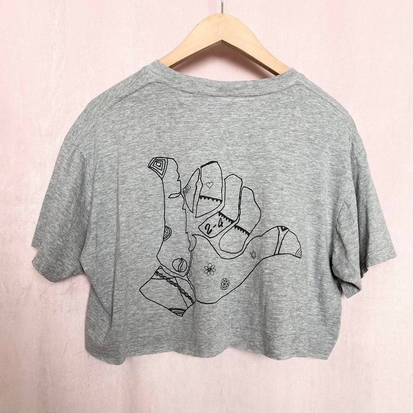 Reworked 24 Hang Loose Gray Crop Tee, Size XL