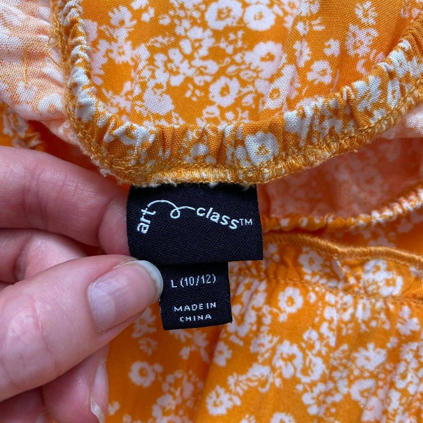 Secondhand Art Class Orange Floral Tiered Mini Skirt, Size Small