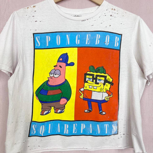 Reworked SpongeBob Squarepants Distressed Tee, Size Medium