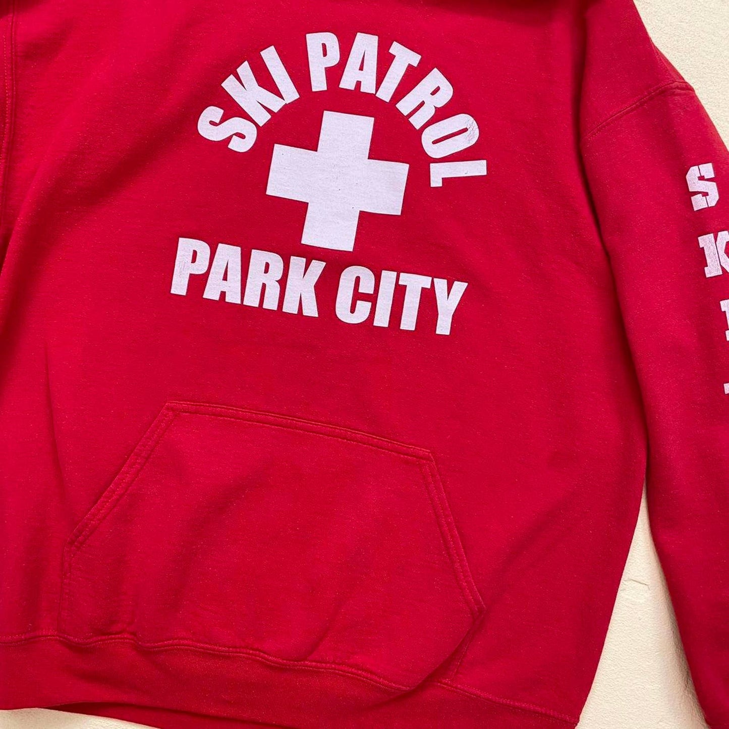 Vintage Ski Patrol Red Hoodie Sweatshirt, Size Large