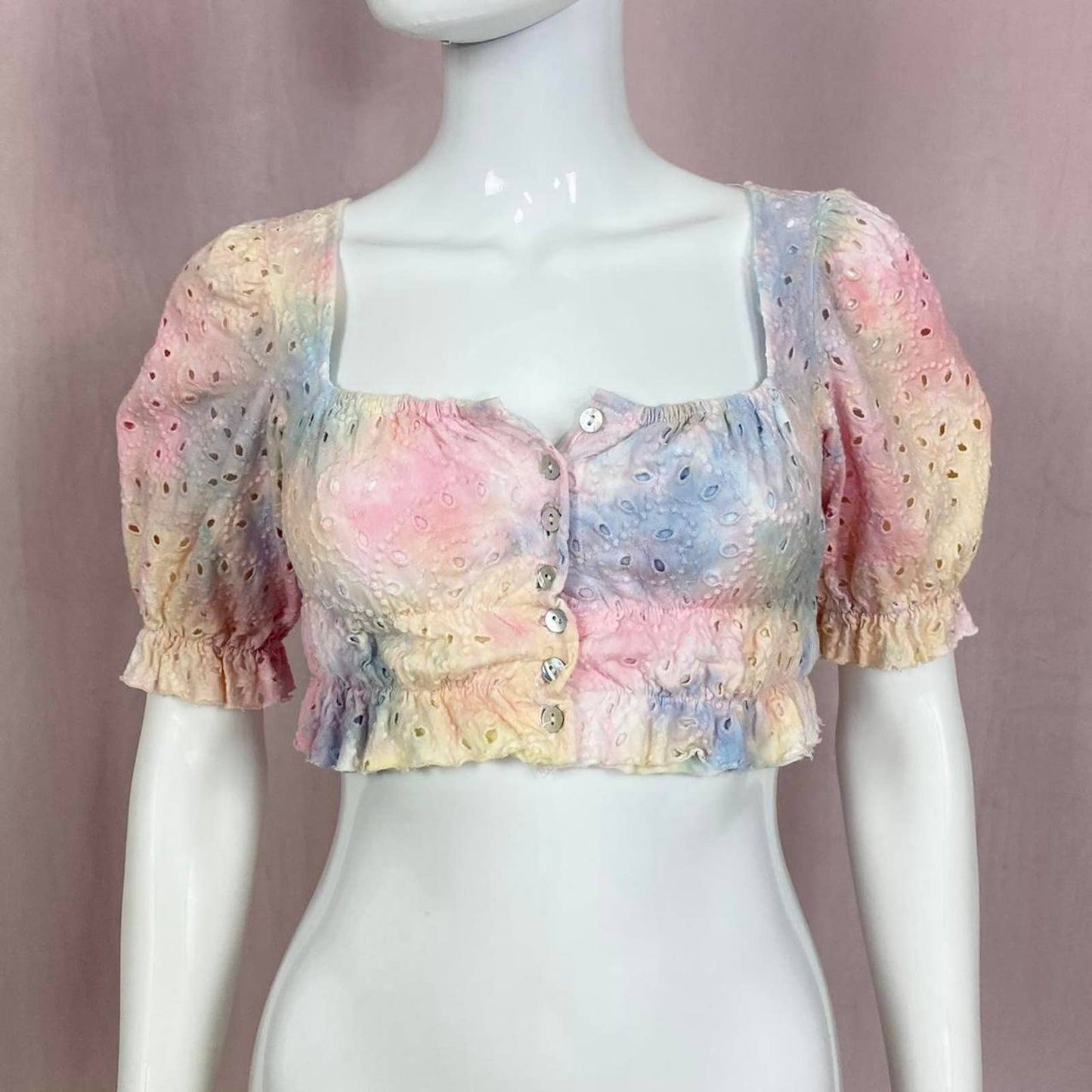 Secondhand Urban Outfitters Watercolor Babydoll Crop Top, Size XS
