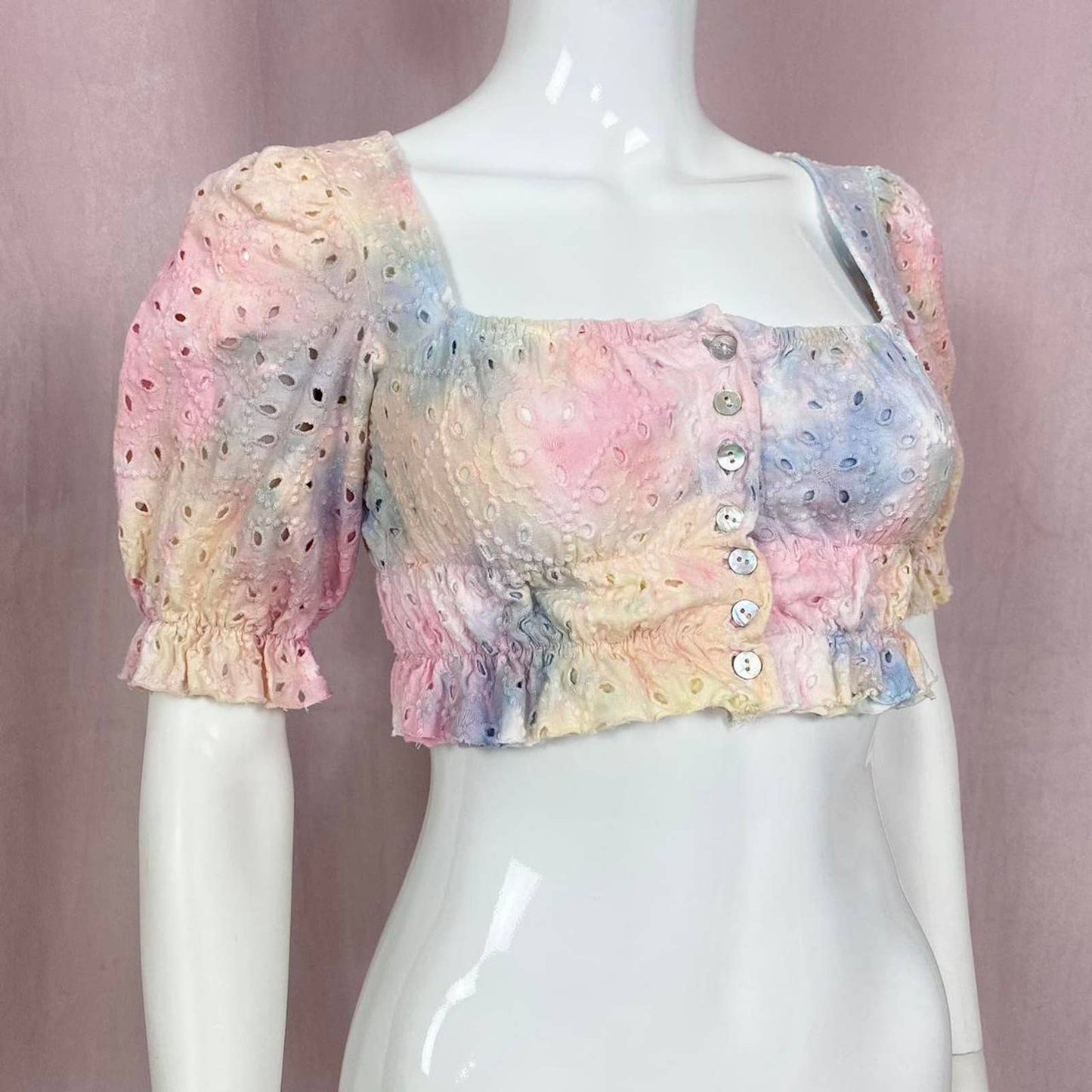 Secondhand Urban Outfitters Watercolor Babydoll Crop Top, Size XS